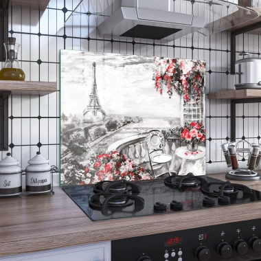 Decovetro Ocak Arkası Koruyucu Love Paris Desenli 60x52cm