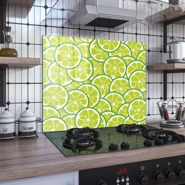 Decovetro Ocak Arkası Koruyucu Misket Limon Desenli 60x52cm