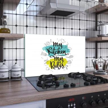 Decovetro Ocak Arkası Koruyucu My Rules Desenli 76x50cm