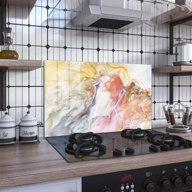 Decovetro Ocak Arkası Koruyucu Renkli Mermer Desenli 60x40cm