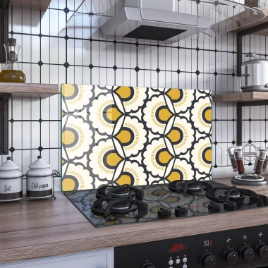 Decovetro Ocak Arkası Koruyucu Sarı İnci Desenli 60x40cm