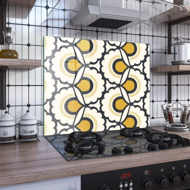 Decovetro Ocak Arkası Koruyucu Sarı İnci Desenli 60x52cm