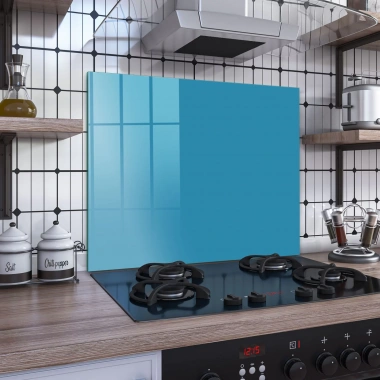 Decovetro Ocak Arkası Koruyucu Turkuaz Renkli 60x52cm