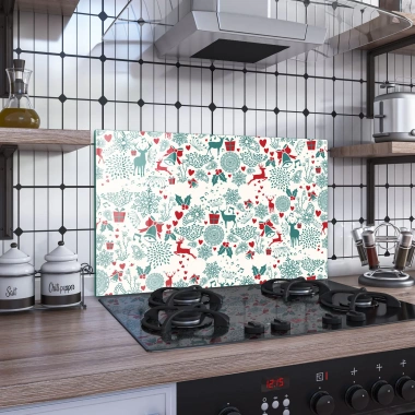 Decovetro Ocak Arkası Koruyucu Yılbaşı Desenli 60x40cm