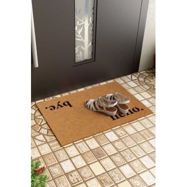 Decovetro Paspas Hello Bye Desenli Kapı Önü Paspası 40 x 60 cm
