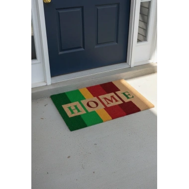 Decovetro Paspas Çok Renkli Home Desenli Kapı Önü Paspası 40 x 60 cm