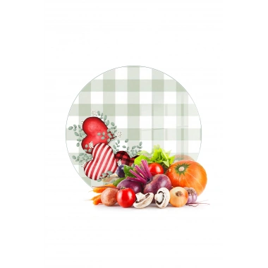 Decovetro Cam Kesme Tahtası ve Sunumluk Yuvarlak Love Serisi Kalp Desenli 30 x 30 cm