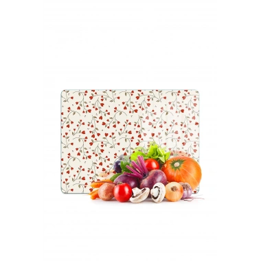 Decovetro Cam Kesme Tahtası ve Sunumluk Love Serisi Minik Kalpler Desenli 40 x 30 cm