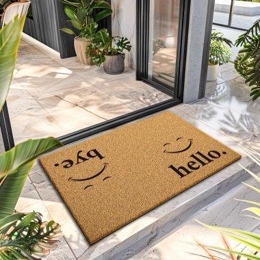Decovetro Paspas Smile Hello Bye Desenli Kapı Önü Paspası 40 x 60 cm