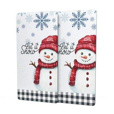 Decovetro Cam Kahve Sofra Sunum Tablası 2li Set Winter Yılbaşı Desenli 30 x 15 cm