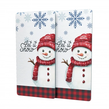 Decovetro Cam Kahve Sofra Sunum Tablası 2li Set Christmas Winter Yılbaşı Desenli 30 x 15 cm