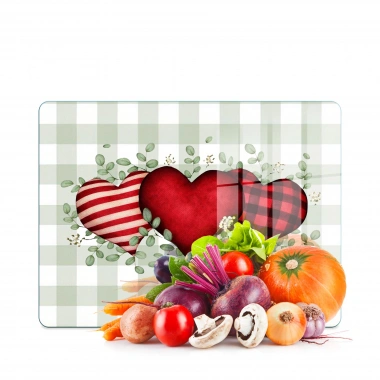 Decovetro Cam Kesme Tahtası ve Sunumluk Love Serisi Kalp Desenli 20 x 30 cm