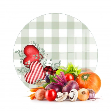 Decovetro Cam Kesme Tahtası ve Sunumluk Yuvarlak Love Serisi Kalp Desenli 30 x 30 cm