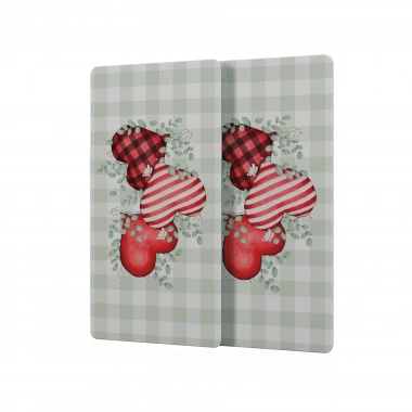 Decovetro Cam Kahve Sofra Sunum Tablası 2li Set Love Serisi Kalp Desenli 30 x 15 cm