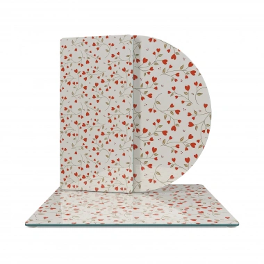 Decovetro Cam Sunum Servis Tabağı 3lü Karma Set Love Serisi Minik Kalpler Desenli