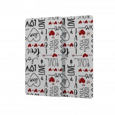 Decovetro Cam Kahve Sofra Sunum Tablası 2li Set Love Serisi Yazı Desenli 30 x 15 cm