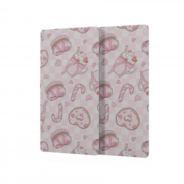 Decovetro Cam Kahve Sofra Sunum Tablası 2li Set Love Serisi Sugar Desenli 30 x 15 cm