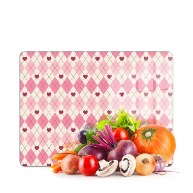 Decovetro Cam Kesme Tahtası ve Sunumluk Pembe Baklava Desenli 20 x 30 cm