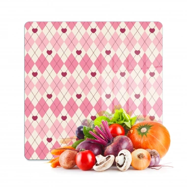 Decovetro Cam Kesme Tahtası ve Sunumluk Kare Pembe Baklava Desenli 30 x 30 cm