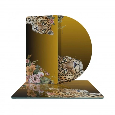 Decovetro Cam Sunum Servis Tabağı 3lü Karma Set Tropik Leopar Desenli