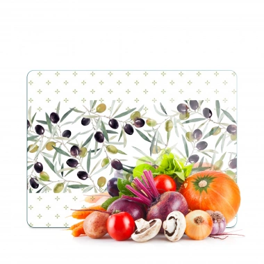 Decovetro Cam Kesme Tahtası ve Sunumluk Zeytin Desenli 40 x 30 cm