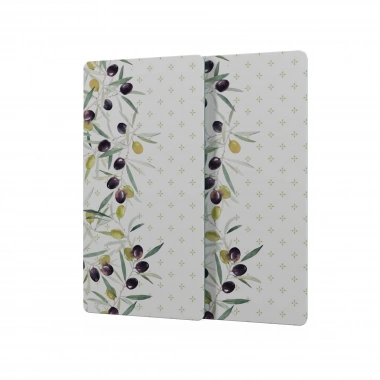 Decovetro Cam Kahve Sofra Sunum Tablası 2li Set Zeytin Desenli 30 x 15 cm