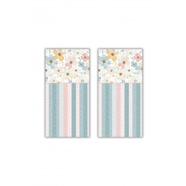 Decovetro Cam Kahve Sofra Sunum Tablası 2li Set Flower & Stripes Desenli 30 x 15 cm