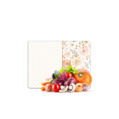 Decovetro Cam Kesme Tahtası ve Sunumluk Flower & Points Desenli 40 x 30 cm