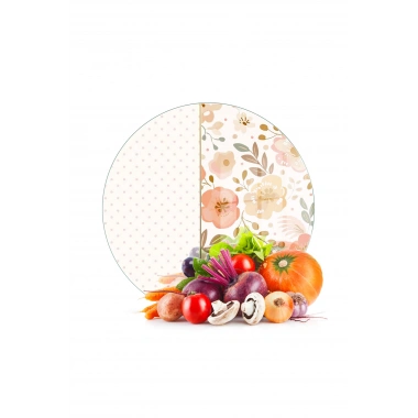 Decovetro Cam Kesme Tahtası ve Sunumluk Yuvarlak Flower & Points Desenli 30 x 30 cm