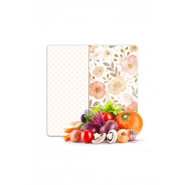 Decovetro Cam Kesme Tahtası ve Sunumluk Kare Flower & Points Desenli 30 x 30 cm