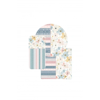Decovetro Cam Sunum Servis Tabağı 3lü Karma Set Flower & Stripes Desenli