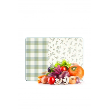 Decovetro Cam Kesme Tahtası ve Sunumluk Minimal Flower & Buffalo Desenli 40 x 30 cm