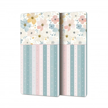 Decovetro Cam Kahve Sofra Sunum Tablası 2li Set Flower & Stripes Desenli 30 x 15 cm