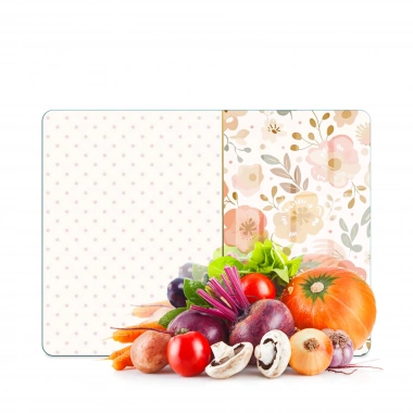 Decovetro Cam Kesme Tahtası ve Sunumluk Flower & Points Desenli 20 x 30 cm