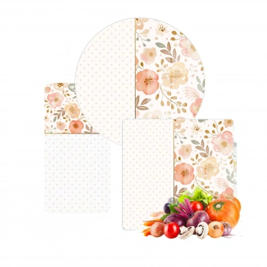Decovetro Cam Sunum Servis Tabağı 3lü Karma Set Flower & Points Desenli