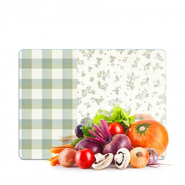 Decovetro Cam Kesme Tahtası ve Sunumluk Minimal Flower & Buffalo Desenli 40 x 30 cm