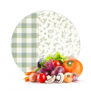 Decovetro Cam Kesme Tahtası ve Sunumluk Yuvarlak Minimal Flower & Buffalo Desenli 30 x 30 cm