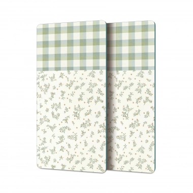 Decovetro Cam Kahve Sofra Sunum Tablası 2li Set Minimal Flower & Buffalo Desenli 30 x 15 cm