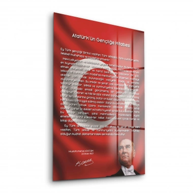 Decovetro Bayraklı Gençliğe Hitabe Cam Tablo 30x40 cm