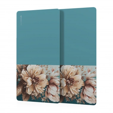 Decovetro Cam Kahve Sofra Sunum Tablası 2li Set Vintage Mavi Beyaz Çiçek 30 x 15 cm
