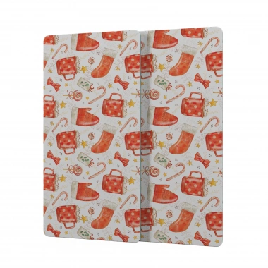 Decovetro Cam Kahve Sofra Sunum Tablası 2li Set Christmas Yılbaşı Desenli 30 x 15 cm
