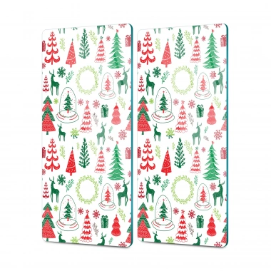 Decovetro Cam Kahve Sofra Sunum Tablası 2li Set Karışık Yılbaşı Desenli 30 x 15 cm