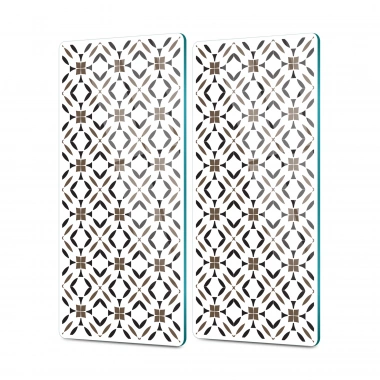 Decovetro Cam Kahve Sofra Sunum Tablası 2li Set Kahverengi Geometrik Desenli 30 x 15 cm