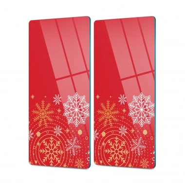 Decovetro Cam Kahve Sofra Sunum Tablası 2li Set Kırmızı Kar Taneleri 30 x 15 cm