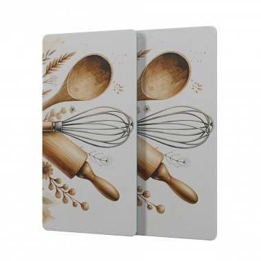 Decovetro Cam Kahve Sofra Sunum Tablası 2li Set Kitchenware Desenli 30 x 15 cm