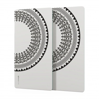 Decovetro Cam Kahve Sofra Sunum Tablası 2li Set Siyah Beyaz Çini 30 x 15 cm