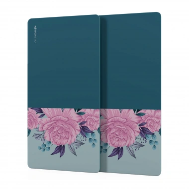 Decovetro Cam Kahve Sofra Sunum Tablası 2li Set Vintage Turkuaz Pembe Gül 30 x 15 cm