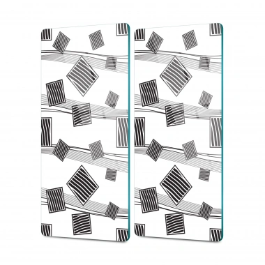 Decovetro Cam Kahve Sofra Sunum Tablası 2li Set Gri Geometrik Desenli 30 x 15 cm