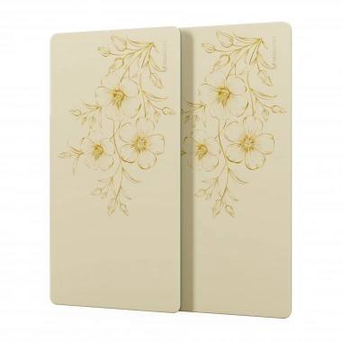 Decovetro Cam Kahve Sofra Sunum Tablası 2li Set Vintage Bej Çiçek 30 x 15 cm