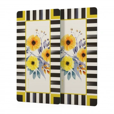Decovetro Cam Kahve Sofra Sunum Tablası 2li Set MacKenzie Vintage Flowers 30 x 15 cm